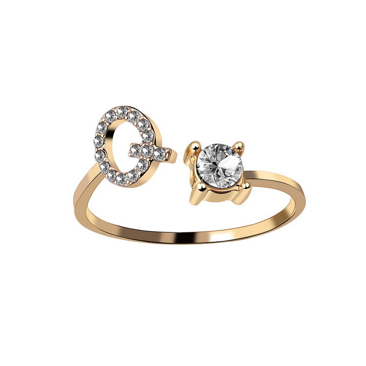 New Design Adjustable 26 Initial Letter Ring Fashion Jewelry For Women Simple Elegant Jewelry New Design Adjustable 26 Initial Letter Ring Fashion Jewelry For Women Simple Elegant Jewelry